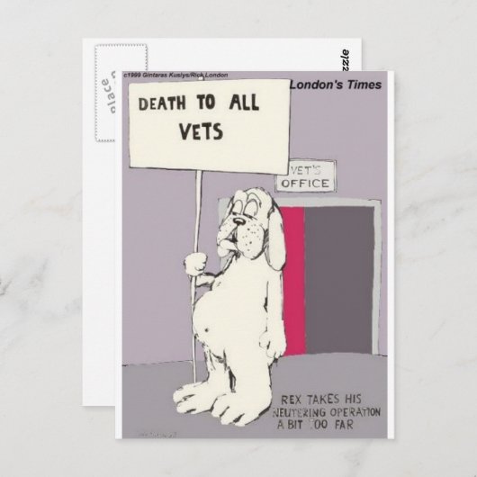 Carte Postale Lutte contre les chiens neutres Retour Dons amusan (Devant / Derrière)