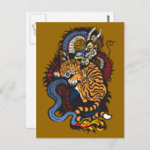 Carte Postale lutte dragon et tigre (Devant / Derrière)
