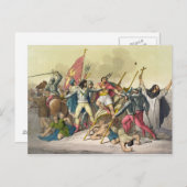 Carte Postale Lutte entre Indiens locaux et conquistadors (col (Devant / Derrière)