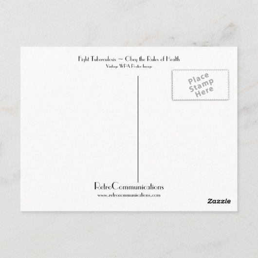 Carte Postale Lutter contre la tuberculose ~ Respecter les règle (Dos)