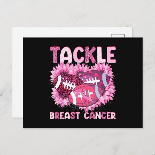 Carte Postale Lutter contre le football Cancer rose Ruban Cancer (Devant / Derrière)