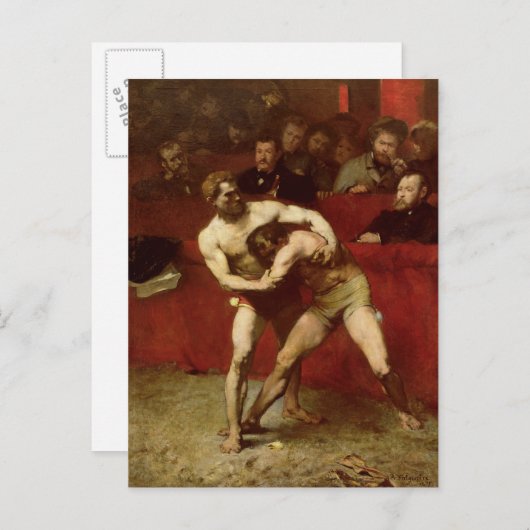 Carte Postale Lutteurs, 1875 (Devant / Derrière)