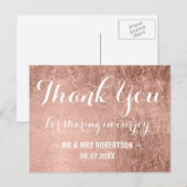 Carte Postale Luxe faux rose feuille d'or merci (Devant / Derrière)