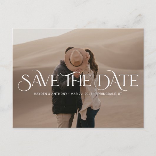 Carte Postale Luxe Overlay Mariage moderne Enregistrer la date C (Devant)