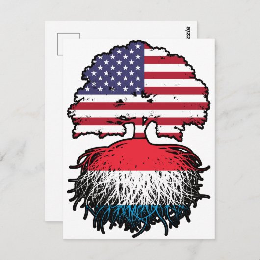 Carte Postale Luxembourg États-Unis États-Unis Drapeau Roses (Devant / Derrière)