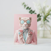 Carte Postale Luxueuse élégance léopard rose (Debout devant)