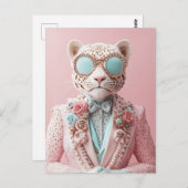 Carte Postale Luxueuse élégance léopard rose (Devant / Derrière)