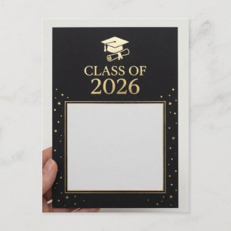 Carte Postale Luxury Black & Gold Graduation Announcement Photo 