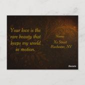 Carte Postale Luxury Steampunk Roses Romantic Gold Gears (Dos)