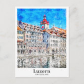Carte Postale Luzern Suisse Voyage Aquarelle main tirée (Devant)