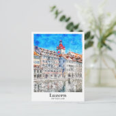 Carte Postale Luzern Suisse Voyage Aquarelle main tirée (Debout devant)
