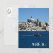 Carte Postale Luzzu bateau de pêche Valletta Skyline Port Malte (Devant / Derrière)