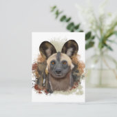 Carte Postale Lycaon d'Afrique | Tache de peinture abstraite (Debout devant)