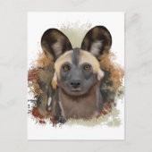 Carte Postale Lycaon d'Afrique | Tache de peinture abstraite (Devant)