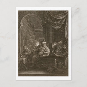 Carte Postale Lycaon métamorphosé en loup, 1731 (gravure)