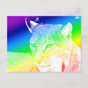 Carte Postale Lynx Faits sa Arc-en-ciel