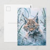Carte Postale Lynx peu commun dans la forêt enneigée (Devant / Derrière)