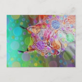Carte Postale Lynx souriant et coloré - abstrait (Devant)