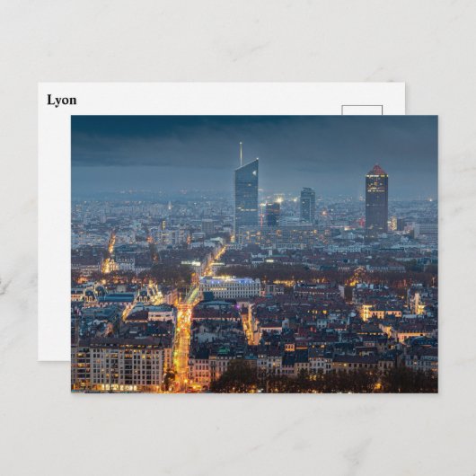 Carte Postale Lyon de nuit (Devant / Derrière)
