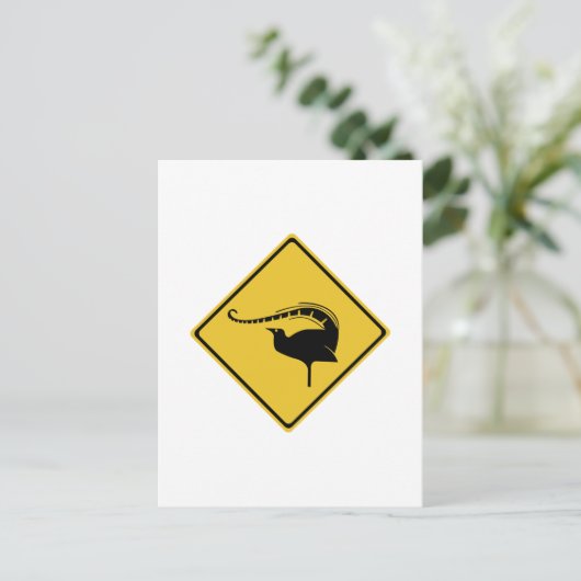 Carte Postale Lyrebird Crossing, Signal d'avertissement de trafi (Debout devant)