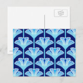 Carte Postale Lys Art Déco, Bleu Cobalt, Aqua et Blanc (Devant / Derrière)