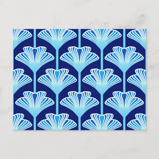 Carte Postale Lys Art Déco, Bleu Cobalt, Aqua et Blanc (Devant)