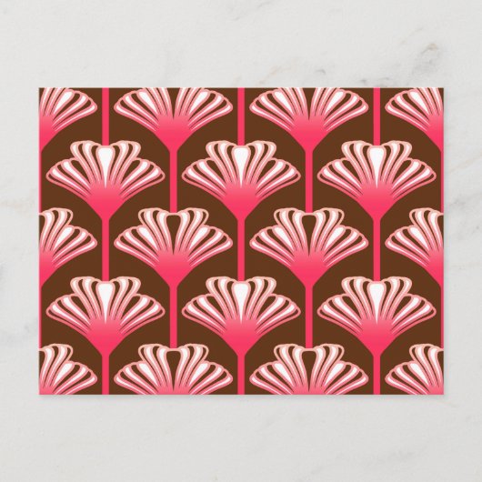 Carte Postale Lys Art déco, Brown foncé et rose corail (Devant)