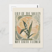 Carte Postale Lys de la vallée Élégante mai Mois de naissance Fl (Devant / Derrière)