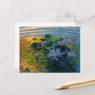 Carte Postale Lys d'eau bleu & violet par Claude Monet, coucher 