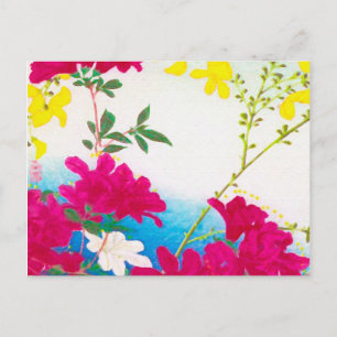 Carte Postale Lys japonais - magenta, bleu jaune