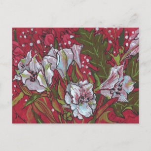 Carte Postale Lys péruvien Fleurs de printemps Croquis d'art flo