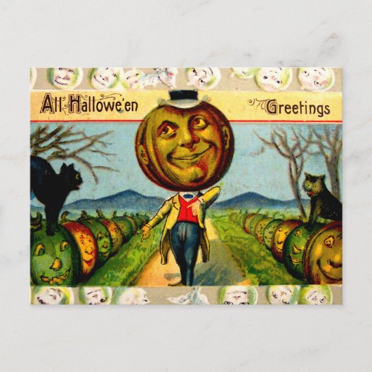 Carte Postale M. Citrouille (Carte d'Halloween Vintage) (Devant)