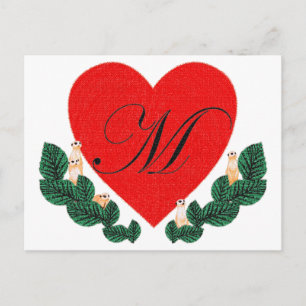 Carte Postale M dans un coeur