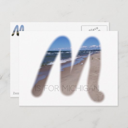 Carte Postale M est pour le Michigan (Devant / Derrière)