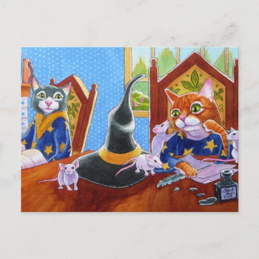 Carte Postale M est pour les chats magiques (Devant)