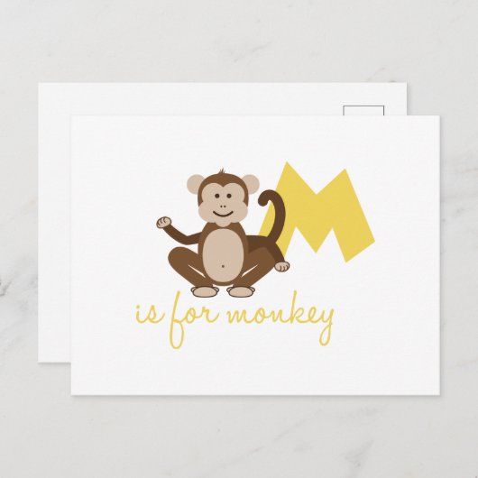 Carte Postale M est pour singe (Devant / Derrière)