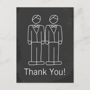 Carte Postale M. et M. Doodle Chalkboard Merci Mariage gay