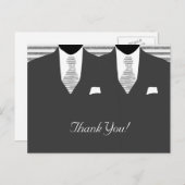 Carte Postale M. et M. Gray Costume et Cravate Gay Mariage Merci (Devant / Derrière)