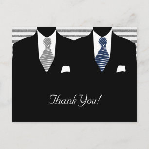 Carte Postale M. et M. Suit et Cravate (bleu / gris) Merci