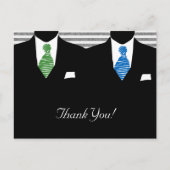 Carte Postale M. et M. Suit et Cravate Gay Mariage Merci (Devant)