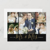 Carte Postale M. et Mme 5 Photo Collage Mariage Merci (Devant / Derrière)