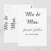 Carte Postale M. et Mme ajoutez nom établissement. Date année ma (Devant / Derrière)