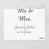Carte Postale M. et Mme ajoutez nom etc. Date année mariage coup (Dos)