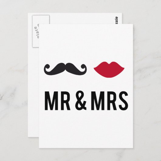 Carte Postale m. et mme avec moustache et lèvres rouges (Devant / Derrière)