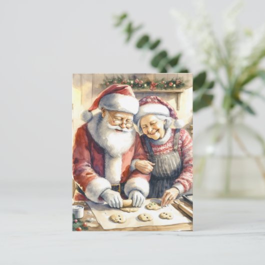 Carte Postale M. et Mme Claus Baking Cookies Custom Christmas (Debout devant)