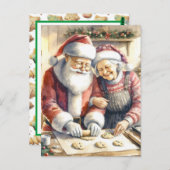 Carte Postale M. et Mme Claus Baking Cookies Custom Christmas (Devant / Derrière)
