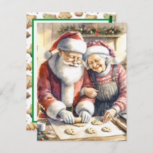 Carte Postale M. et Mme Claus Baking Cookies Custom Christmas (Devant / Derrière)