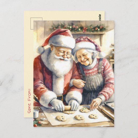 Carte Postale M. et Mme Clause Joli Noël Personnalisé (Devant / Derrière)