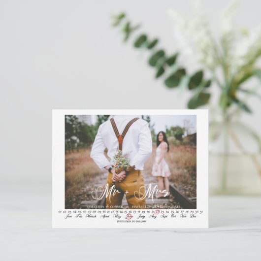 Carte Postale M. et Mme Enregistrer la date Calendrier de l'infi (Debout devant)