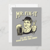 Carte Postale M. Fixit : Après cette bière (Devant / Derrière)